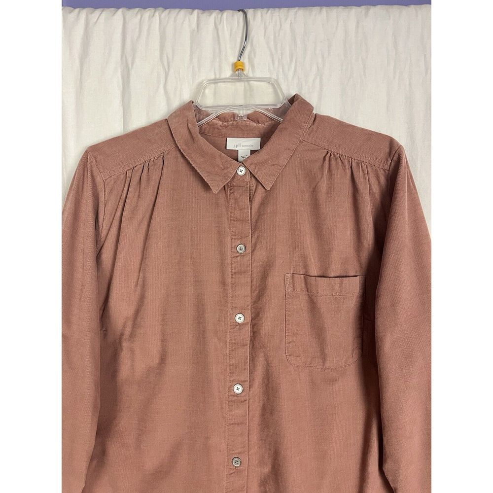 J Jill Corduroy Shirt Button Up Long Sleeve Cotton Pink Shirt size L - Picture 6 of 7